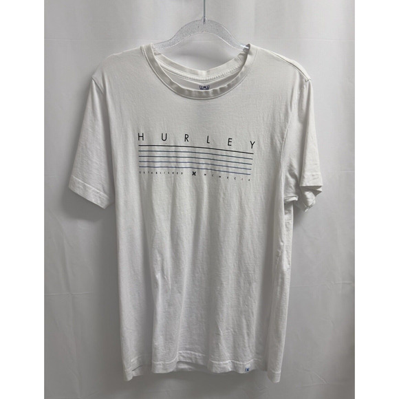 Hurley Essential Short Sleeve Graphic T Shirt Men's Size Small White 100% Cotton - Picture 1 of 7